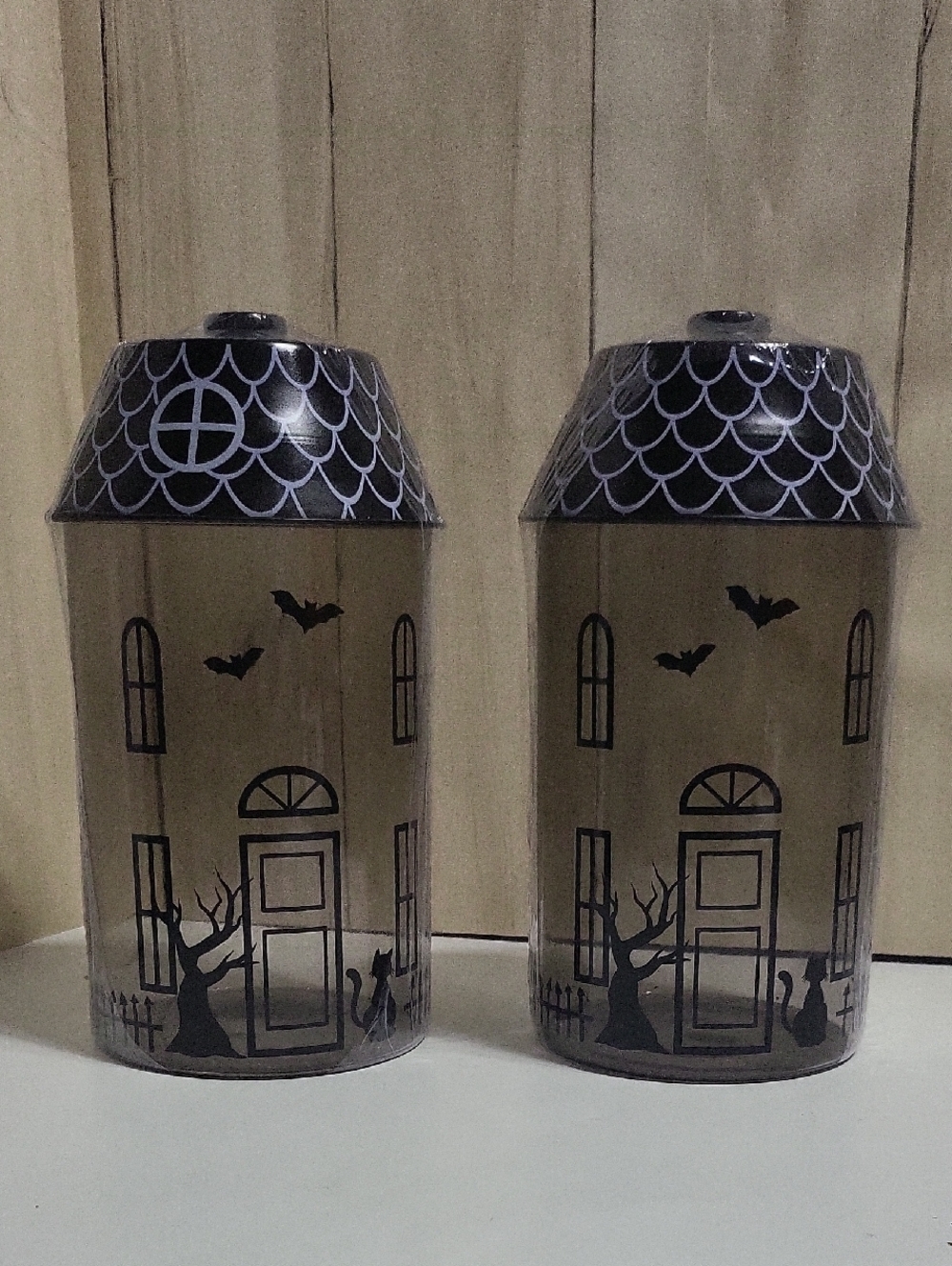 Halloween Haunted House Decorative Canister Set - Black